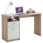 Preview: FMD Schreibtisch mit 1 Schublade 123×50×76,5 cm Eichenbraun und Weiß