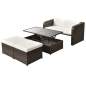 Preview:  4-tlg. Garten-Lounge-Set mit Auflagen Poly Rattan Braun