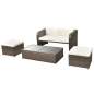 Preview:  4-tlg. Garten-Lounge-Set mit Auflagen Poly Rattan Braun