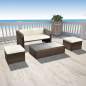 Preview:  4-tlg. Garten-Lounge-Set mit Auflagen Poly Rattan Braun