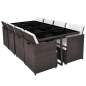 Preview:  13-tlg. Garten-Essgruppe mit Auflagen Poly Rattan Braun