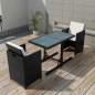 Preview:  3-tlg. Bistro-Set mit Auflagen Poly Rattan Schwarz