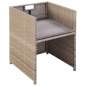 Preview:  9-tlg. Garten-Essgruppe mit Auflagen Poly Rattan Beige