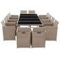 Preview:  13-tlg. Garten-Essgruppe mit Auflagen Poly Rattan Beige