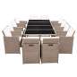 Preview:  13-tlg. Garten-Essgruppe mit Auflagen Poly Rattan Beige