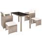 Preview:  5-tlg. Garten-Essgruppe mit Auflagen Poly Rattan Beige