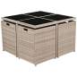 Preview:  9-tlg. Garten-Essgruppe mit Auflagen Poly Rattan Beige