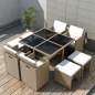 Preview:  9-tlg. Garten-Essgruppe mit Auflagen Poly Rattan Beige