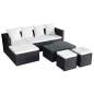 Preview:  4-tlg. Garten-Lounge-Set mit Auflagen Poly Rattan Schwarz