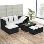 Preview:  4-tlg. Garten-Lounge-Set mit Auflagen Poly Rattan Schwarz