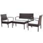 Preview:  4-tlg. Garten-Lounge-Set mit Auflagen Poly Rattan Braun