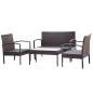 Preview:  4-tlg. Garten-Lounge-Set mit Auflagen Poly Rattan Braun