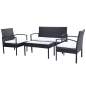 Preview:  4-tlg. Garten-Lounge-Set mit Auflagen Poly Rattan Schwarz