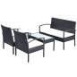 Preview:  4-tlg. Garten-Lounge-Set mit Auflagen Poly Rattan Schwarz