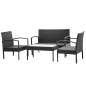 Preview:  4-tlg. Garten-Lounge-Set mit Auflagen Poly Rattan Schwarz