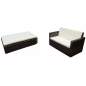 Preview:  2-tlg. Garten-Lounge-Set mit Auflagen Poly Rattan Braun