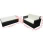 Preview:  2-tlg. Garten-Lounge-Set mit Auflagen Poly Rattan Schwarz