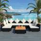 Preview:  7-tlg. Garten-Lounge-Set mit Auflagen Poly Rattan Schwarz
