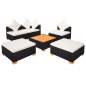 Preview:  6-tlg. Garten-Lounge-Set mit Auflagen Poly Rattan Schwarz