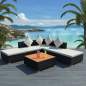 Preview:  6-tlg. Garten-Lounge-Set mit Auflagen Poly Rattan Schwarz