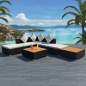 Preview:  7-tlg. Garten-Lounge-Set mit Auflagen Poly Rattan Schwarz