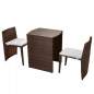 Preview:  3-tlg. Bistro-Set mit Auflagen Poly Rattan Braun