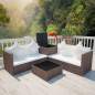 Preview:  4-tlg. Garten-Lounge-Set mit Auflagen Poly Rattan Braun