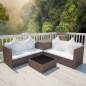 Preview:  4-tlg. Garten-Lounge-Set mit Auflagen Poly Rattan Braun