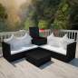 Preview:  4-tlg. Garten-Lounge-Set mit Auflagen Poly Rattan Schwarz