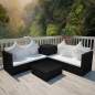 Preview:  4-tlg. Garten-Lounge-Set mit Auflagen Poly Rattan Schwarz