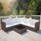 Preview:  4-tlg. Garten-Lounge-Set mit Kissen Poly-Rattan Braun