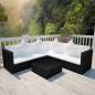 Preview:  4-tlg. Garten-Lounge-Set mit Auflagen Poly Rattan Schwarz