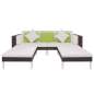 Preview:  4-tlg. Garten-Lounge-Set mit Auflagen Poly Rattan Braun