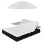 Preview:  Outdoor-Loungebett mit Sonnenschirm Poly Rattan Schwarz