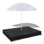 Preview:  Outdoor-Loungebett mit Sonnenschirm Poly Rattan Schwarz