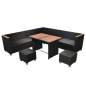 Preview:  7-tlg. Garten-Lounge-Set mit Auflagen Poly Rattan Schwarz