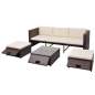 Preview:  4-tlg. Garten-Lounge-Set mit Auflagen Poly Rattan Braun