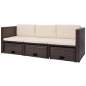 Preview:  4-tlg. Garten-Lounge-Set mit Auflagen Poly Rattan Braun