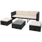 Preview:  4-tlg. Garten-Lounge-Set mit Auflagen Poly Rattan Schwarz