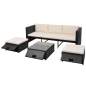 Preview:  4-tlg. Garten-Lounge-Set mit Auflagen Poly Rattan Schwarz