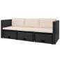 Preview:  4-tlg. Garten-Lounge-Set mit Auflagen Poly Rattan Schwarz