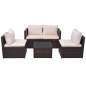 Preview:  5-tlg. Garten-Lounge-Set mit Auflagen Poly Rattan Braun