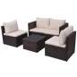 Preview:  5-tlg. Garten-Lounge-Set mit Auflagen Poly Rattan Braun