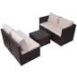 Preview:  5-tlg. Garten-Lounge-Set mit Auflagen Poly Rattan Braun