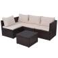 Preview:  5-tlg. Garten-Lounge-Set mit Auflagen Poly Rattan Braun