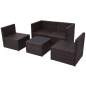 Preview:  5-tlg. Garten-Lounge-Set mit Auflagen Poly Rattan Braun