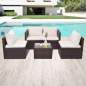 Preview:  5-tlg. Garten-Lounge-Set mit Auflagen Poly Rattan Braun