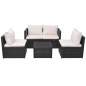 Preview:  5-tlg. Garten-Lounge-Set mit Auflagen Poly Rattan Schwarz