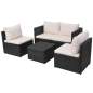 Preview:  5-tlg. Garten-Lounge-Set mit Auflagen Poly Rattan Schwarz