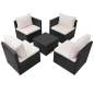 Preview:  5-tlg. Garten-Lounge-Set mit Auflagen Poly Rattan Schwarz